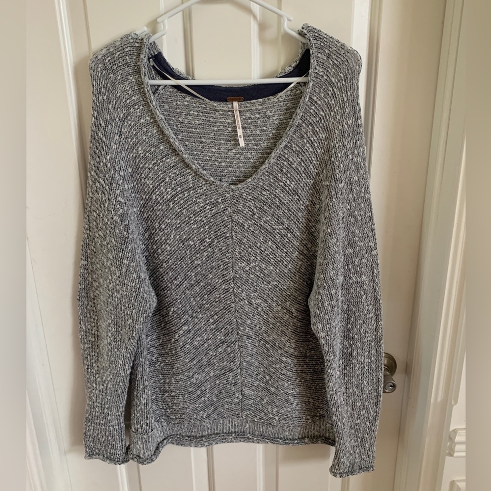 Free People Black & White Knit Sweater, Size Extra Small